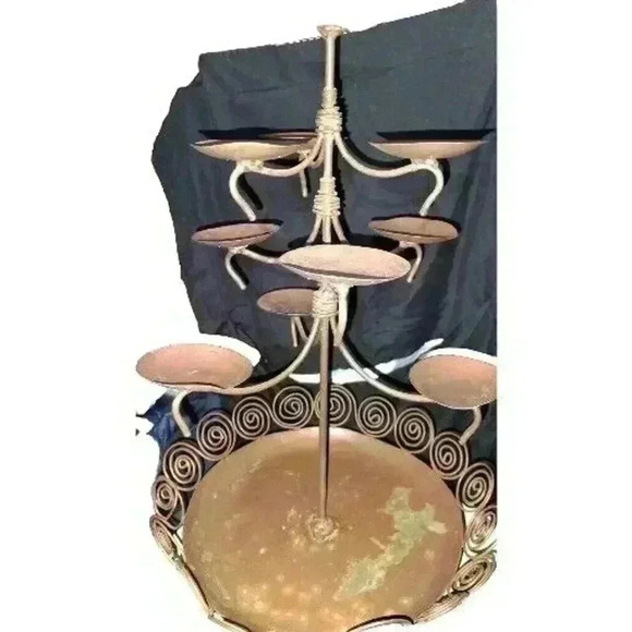 Antique Iron Abstract 10 Candle Candleabra